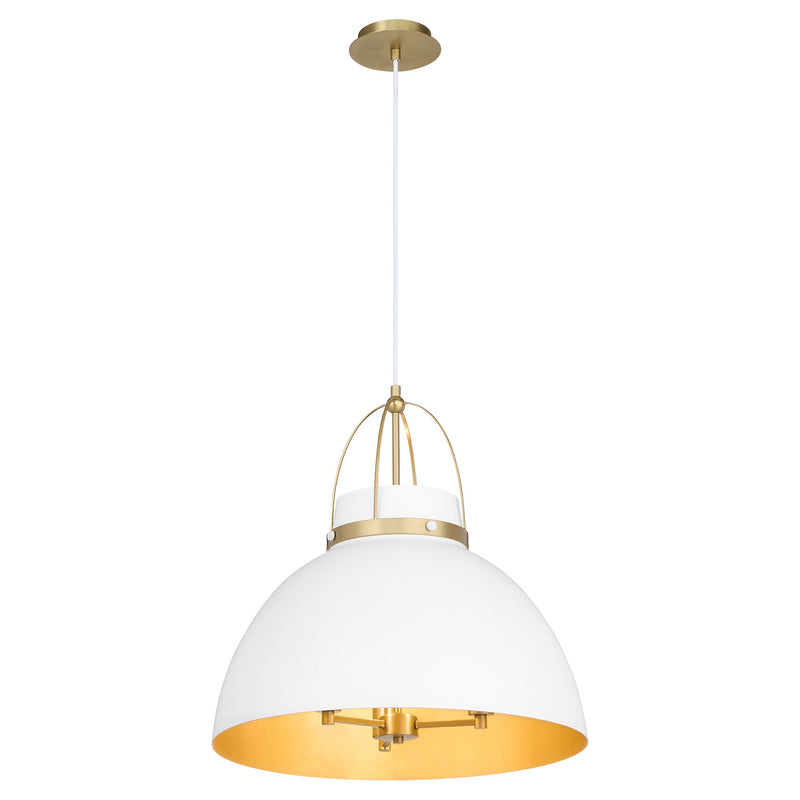 Pruitt 21" 3 Light Pendant in Studio White / Aged Brass