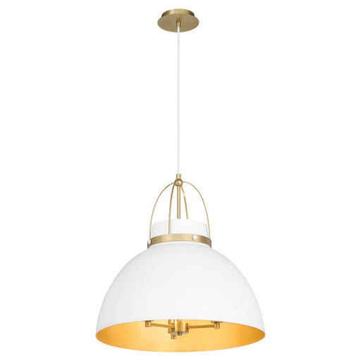 Pruitt 21" 3 Light Pendant in Studio White / Aged Brass