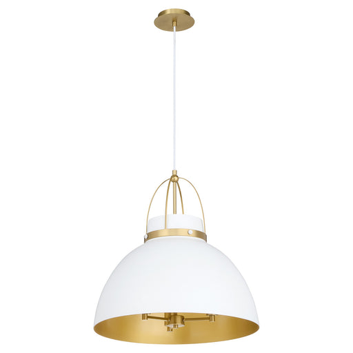 Pruitt 21" 3 Light Pendant in Studio White / Aged Brass