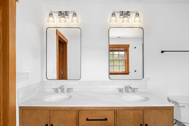 Lyna 3 Light 22" Vanity in Chrome in a room setting