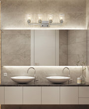 Lyna 4 Light 30.5" Vanity in Brushed Nickel in a room setting