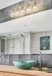 Lyna 5 Light 38.75" Vanity in Brushed Nickel in a room setting