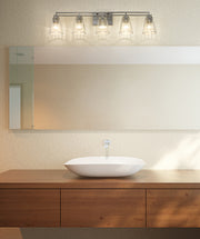 Lyna 5 Light 38.75" Vanity in Brushed Nickel in a room setting