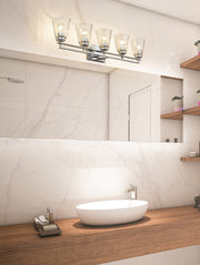 Lyna 5 Light 38.75" Vanity in Chrome in a room setting