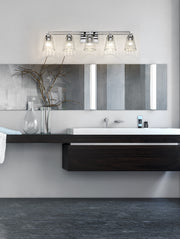 Lyna 5 Light 38.75" Vanity in Chrome in a room setting