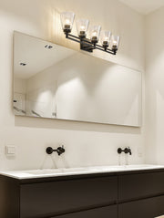 Lyna 5 Light 38.75" Vanity in Matte Black in a room setting