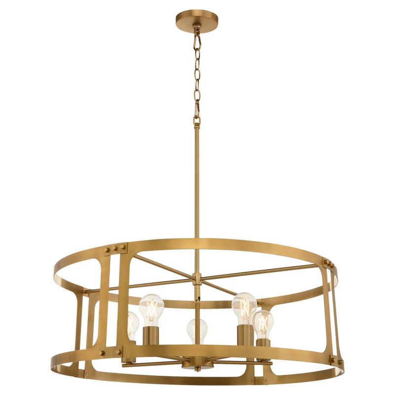 Colburn 5 Light Cage Pendant in Brushed Brass