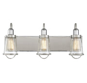 Lansing 3-Light Bath Vanity Light in Satin Nickel with Polished Nickel Accents