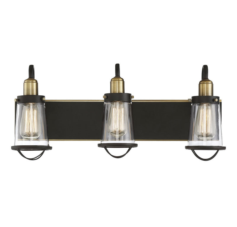 Lansing 3-Light Bath Vanity Light in English Bronze and Warm Brass