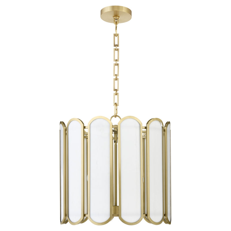 Belleview 4 Light Pendant in Aged Brass