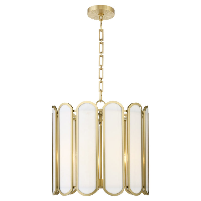 Belleview 4 Light Pendant in Aged Brass