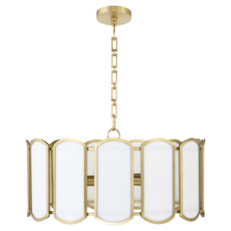 Belleview 5 Light Pendant in Aged Brass