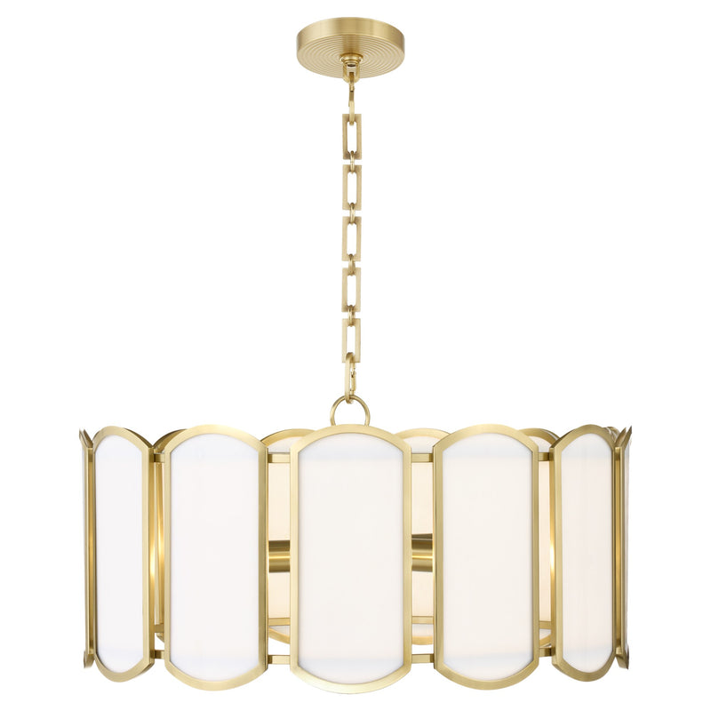 Belleview 5 Light Pendant in Aged Brass