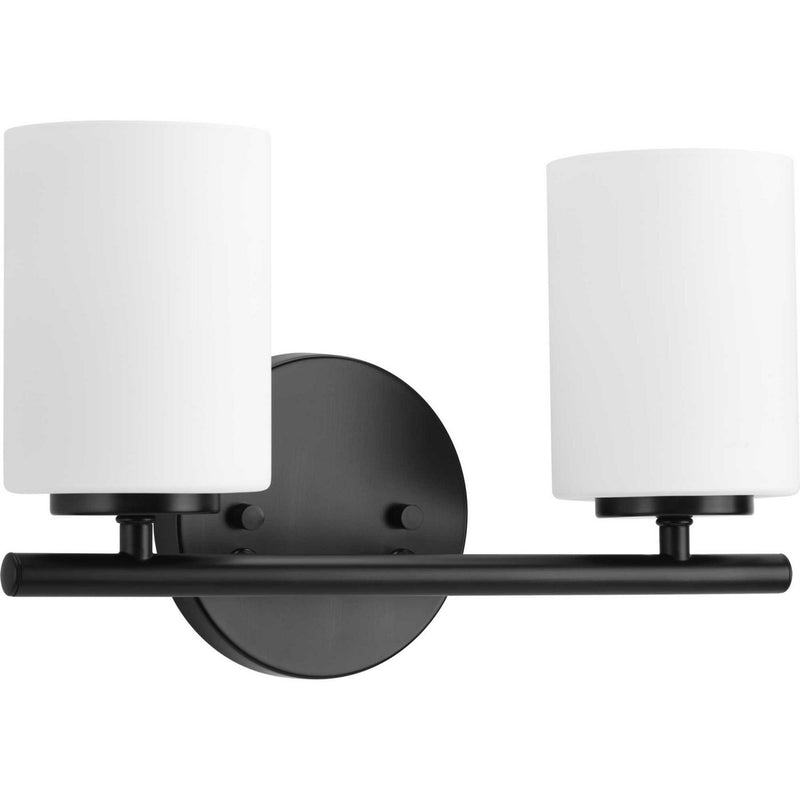 Replay 2-Light Etched Glass Bath Vanity Light in Black