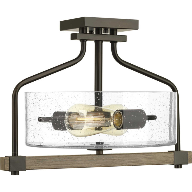 Barnes Mill 2-Light Semi-Flush Mount in Antique Bronze