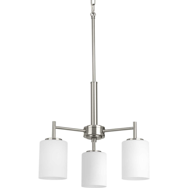 Replay 3-Light Etched Glass Chandelier in Brushed Nickel
