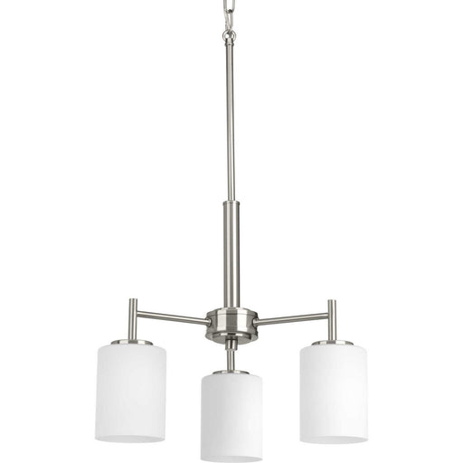 Replay 3-Light Etched Glass Chandelier in Brushed Nickel