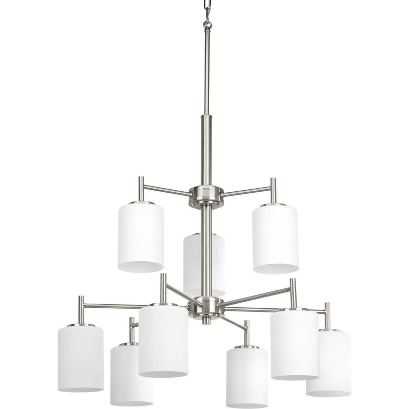 Replay 9-Light Etched Glass Chandelier in Brushed Nickel