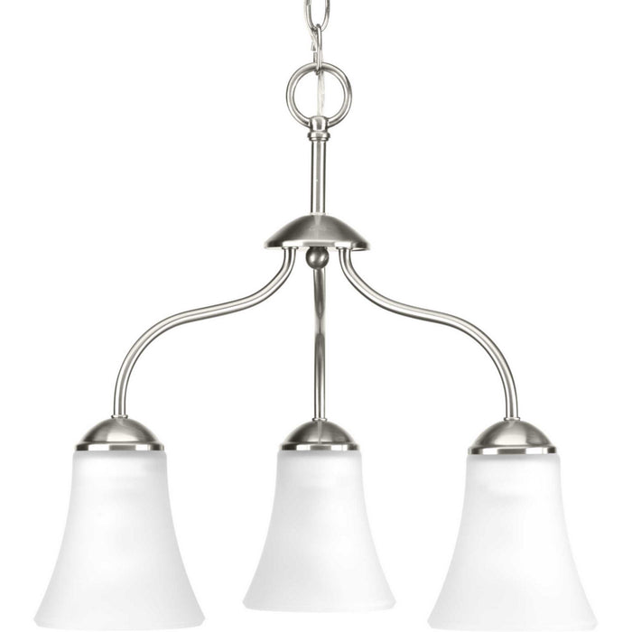 Classic Three Light Chandelier in Brushed Nickel
