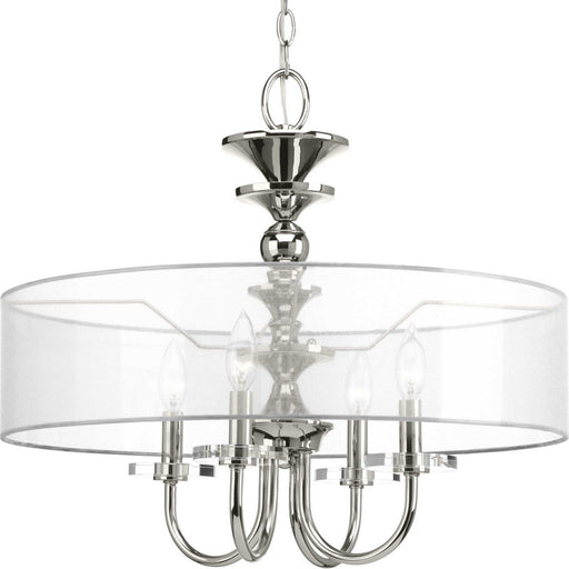 Marche' Four Light Pendant in Polished Nickel