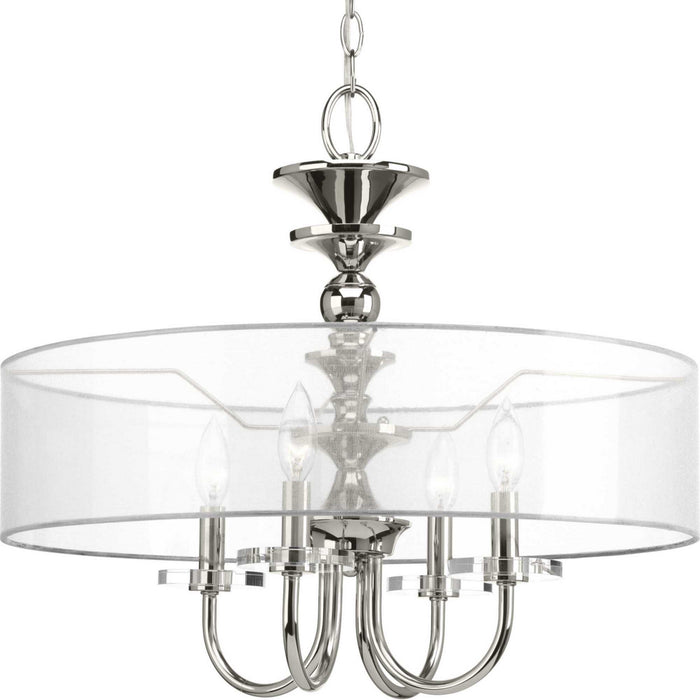 Marche' Four Light Pendant in Polished Nickel