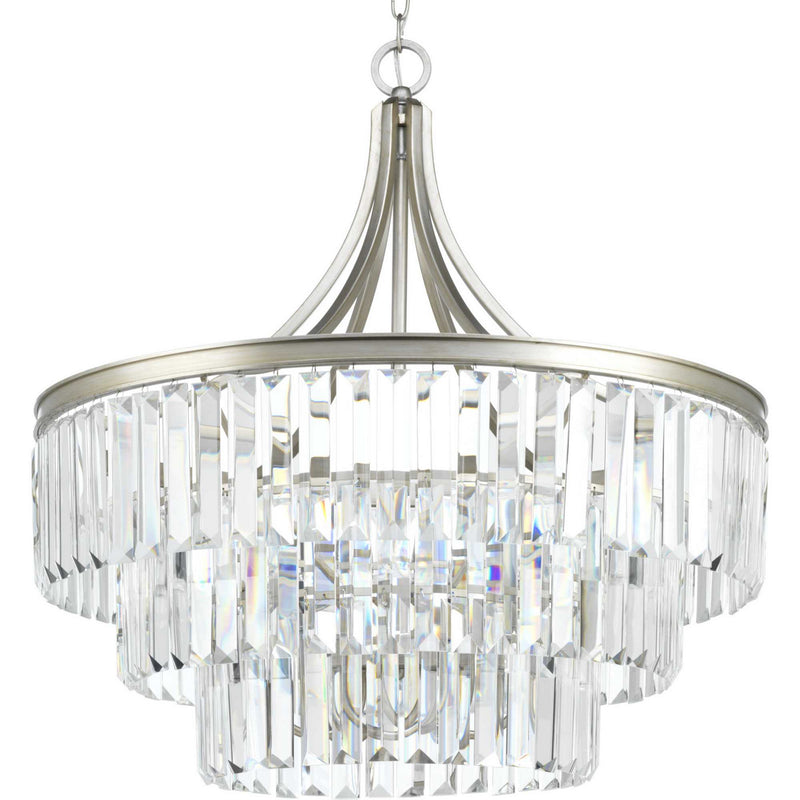 Glimmer Six Light Pendant in Silver Ridge