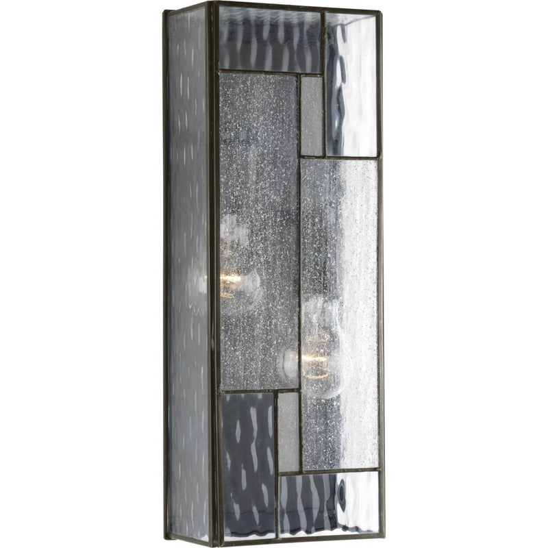 Geometric 2-Light Outdoor Wall Lantern in Architectural Bronze