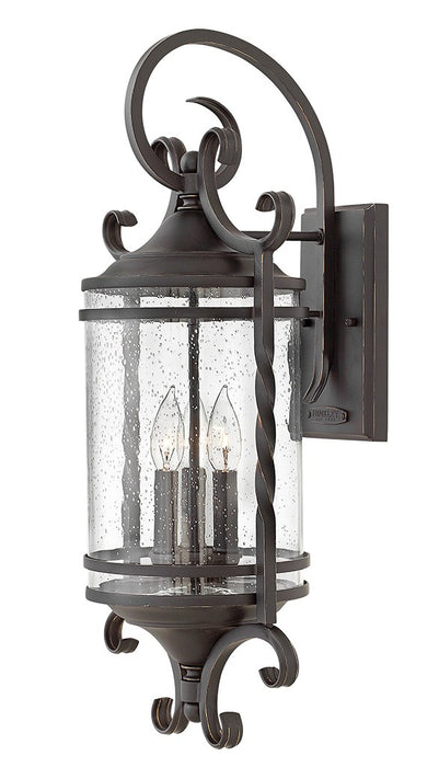 Casa Extra Large Wall Mount Lantern in Olde Black with Clear Seedy glass