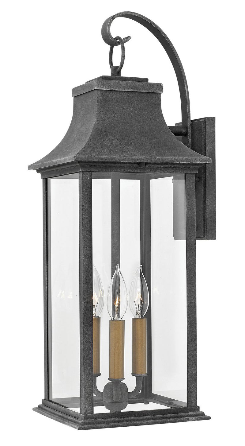 Adair Large 3-Light Outdoor Wall Lantern in Aged Zinc