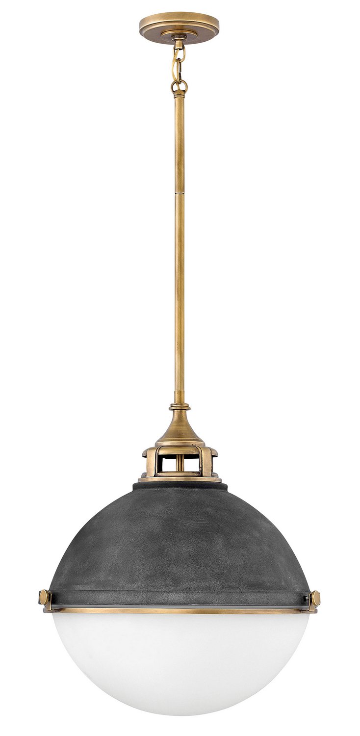 Fletcher Large 2-Light Pendant in Aged Zinc