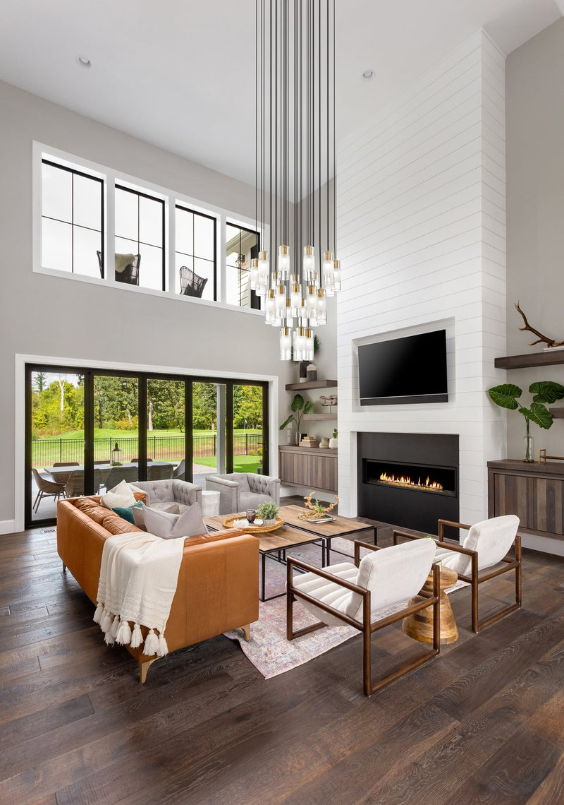 Alton 27 Light 36" Pendant in Modern Gold in a room setting