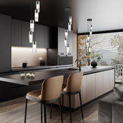 Alton 5 Light 12" Pendant in Matte Black in a room setting