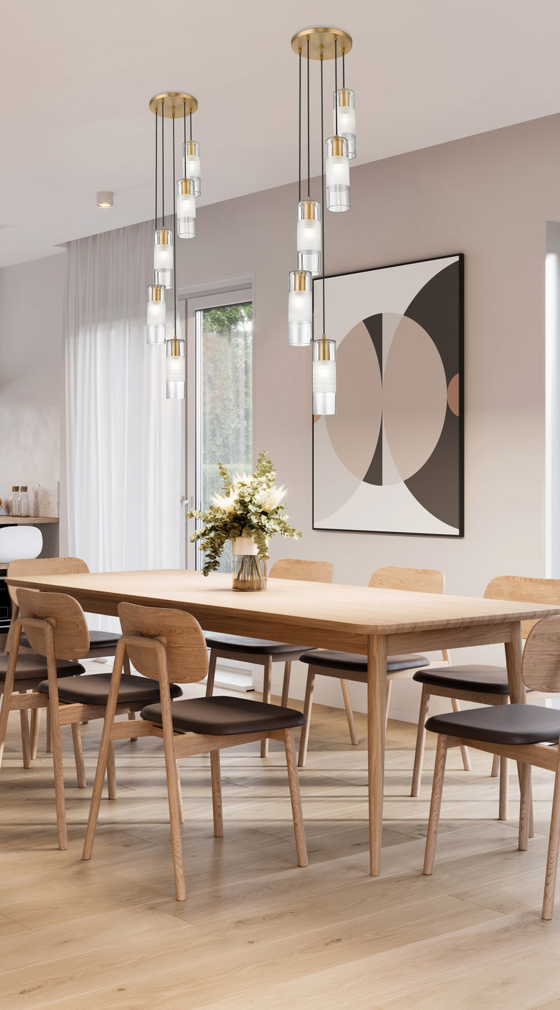 Alton 5 Light 12" Pendant in Modern Gold in a room setting