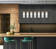 Alton 7 Light 54" Linear Pendant in Modern Gold in a room setting