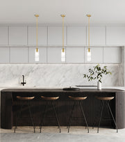 Alton 1 Light 4.75" Pendant, Rod Mount, Modern Gold in Modern Gold in a room setting