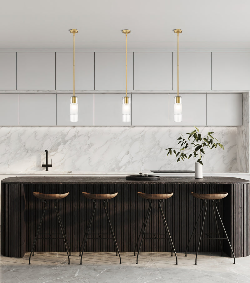 Alton 1 Light 4.75" Pendant, Rod Mount, Modern Gold in Modern Gold in a room setting
