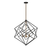Artistry 4-Light Chandelier in Matte Black and Harvest Brass