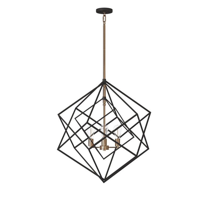 Artistry 4-Light Chandelier in Matte Black and Harvest Brass