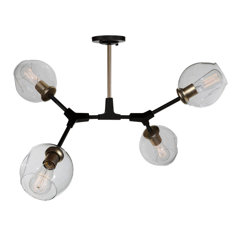 Organic 4-Light Sputnik Semi-Flush Mount in Vintage Brass