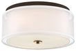 Studio 5 Flush Mount in Painted Bronze with Natural Brushed Brass with Fabric Shade