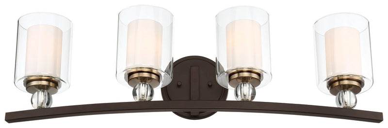 Studio 5 4-Light Bath Vanity Light in Painted Bronze w/Natural Brushed Brass