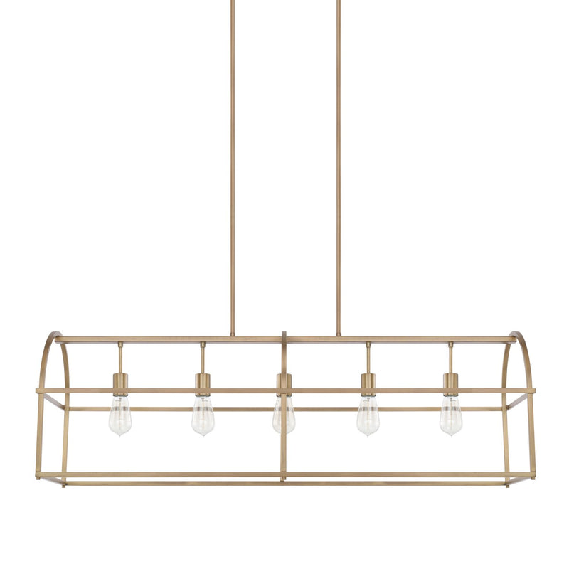 Aubrey 5-Light Linear Chandelier in Aged Brass