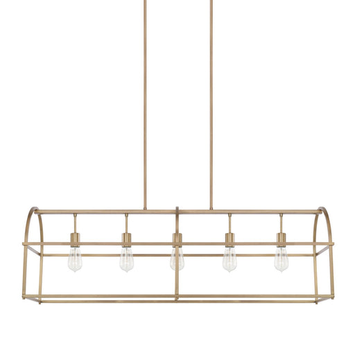 Aubrey 5-Light Linear Chandelier in Aged Brass