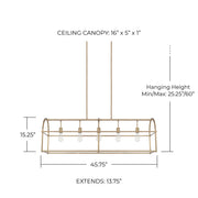 Aubrey 5-Light Linear Chandelier in Aged Brass