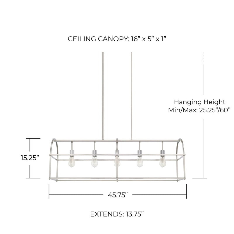 Aubrey 5-Light Linear Chandelier in Brushed Nickel