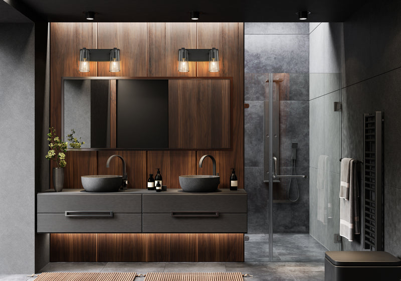 Titus 2 Light 16" Vanity in Matte Black in a room setting