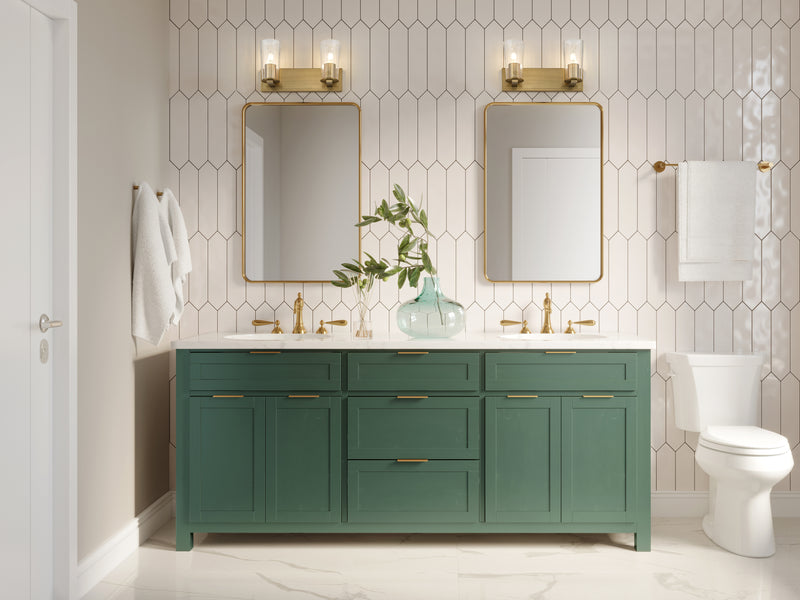 Titus 2 Light 16" Vanity in Modern Gold in a room setting
