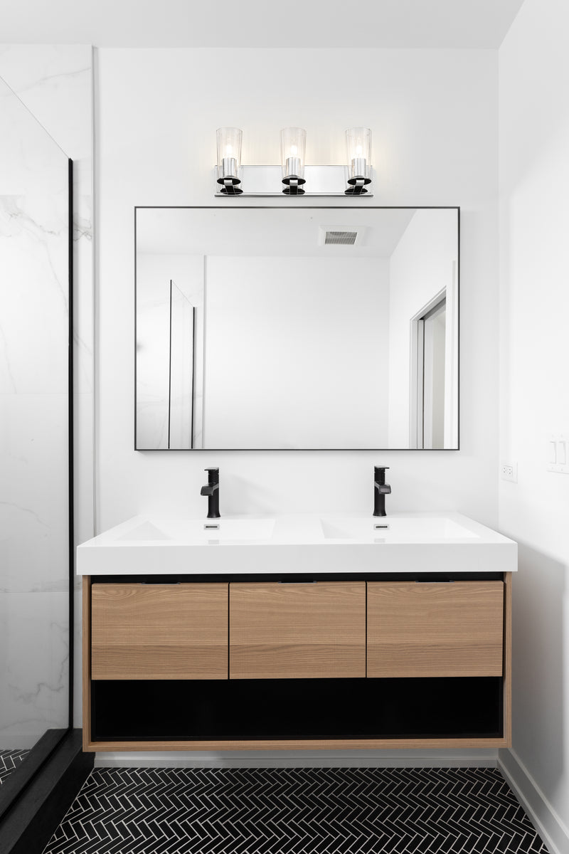 Titus 3 Light 24" Vanity in Chrome in a room setting