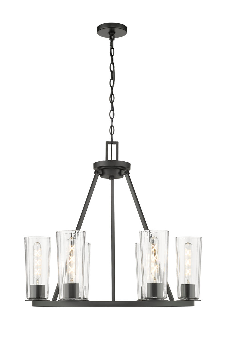 Titus 6 Light 26" Chandelier in Matte Black