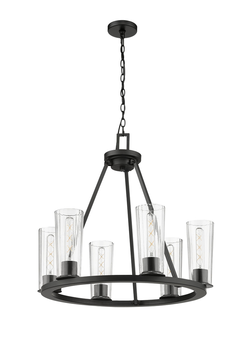 Titus 6 Light 26" Chandelier in Matte Black